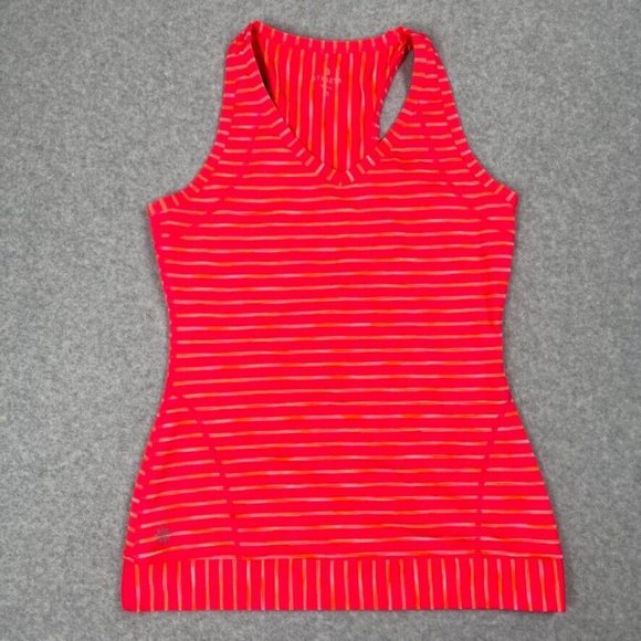 Athleta Womens Tank Top Size XS Lightweight Racerback Orange Striped Space Dye - Picture 2 of 9